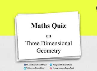 Maths Quiz on Three Dimensional Geometry for IIT JEE & Engineering Exam Maths Quiz on Three Dimensional Geometry