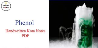 Phenol Handwritten Kota Notes PDF Download – IIT JEE, NEET, Medical & Engineering Exam 2021 Phenol Handwritten Kota Notes PDF